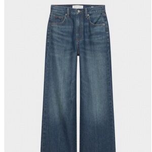 Denim Forum Blue Wide Leg Flare Jeans with High Waist